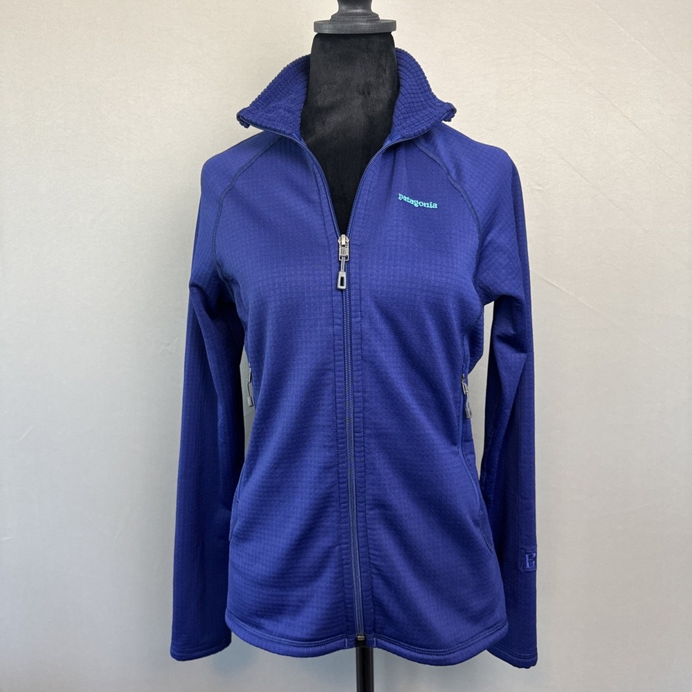 Patagonia Full Zip Polartec Softshell Jacket Womens Size Small Solid Blue